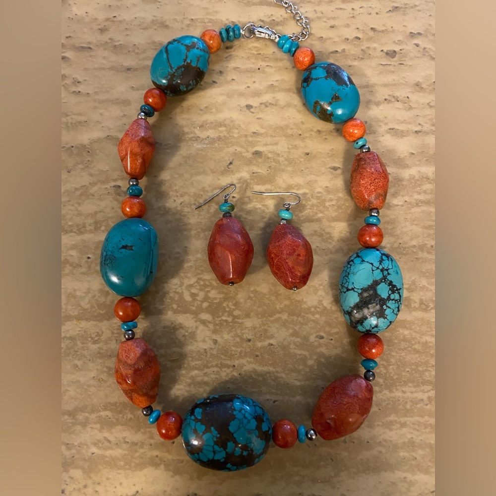Red, coral and turquoise set